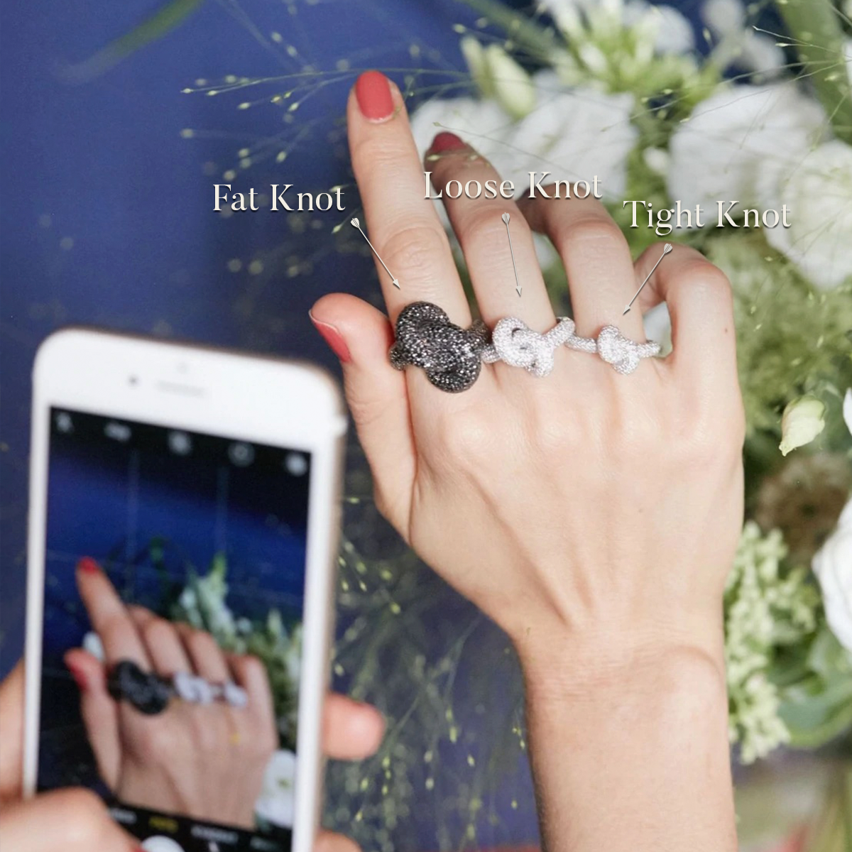 Legacy Knot Big 18K Whitegold Ring w. Black Diamonds