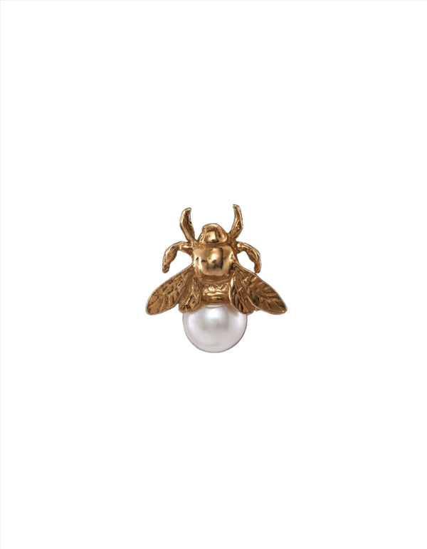 Bumblebee Gold Plated Stud w. Pearl