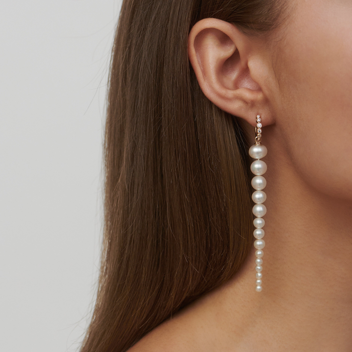 Evie 14K Gold Earring-Pendant w. White Pearls