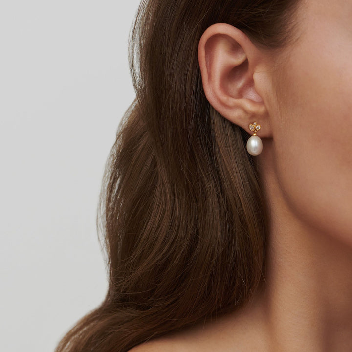 Treasure forgyldte Øreringe m. Krystal & Perler