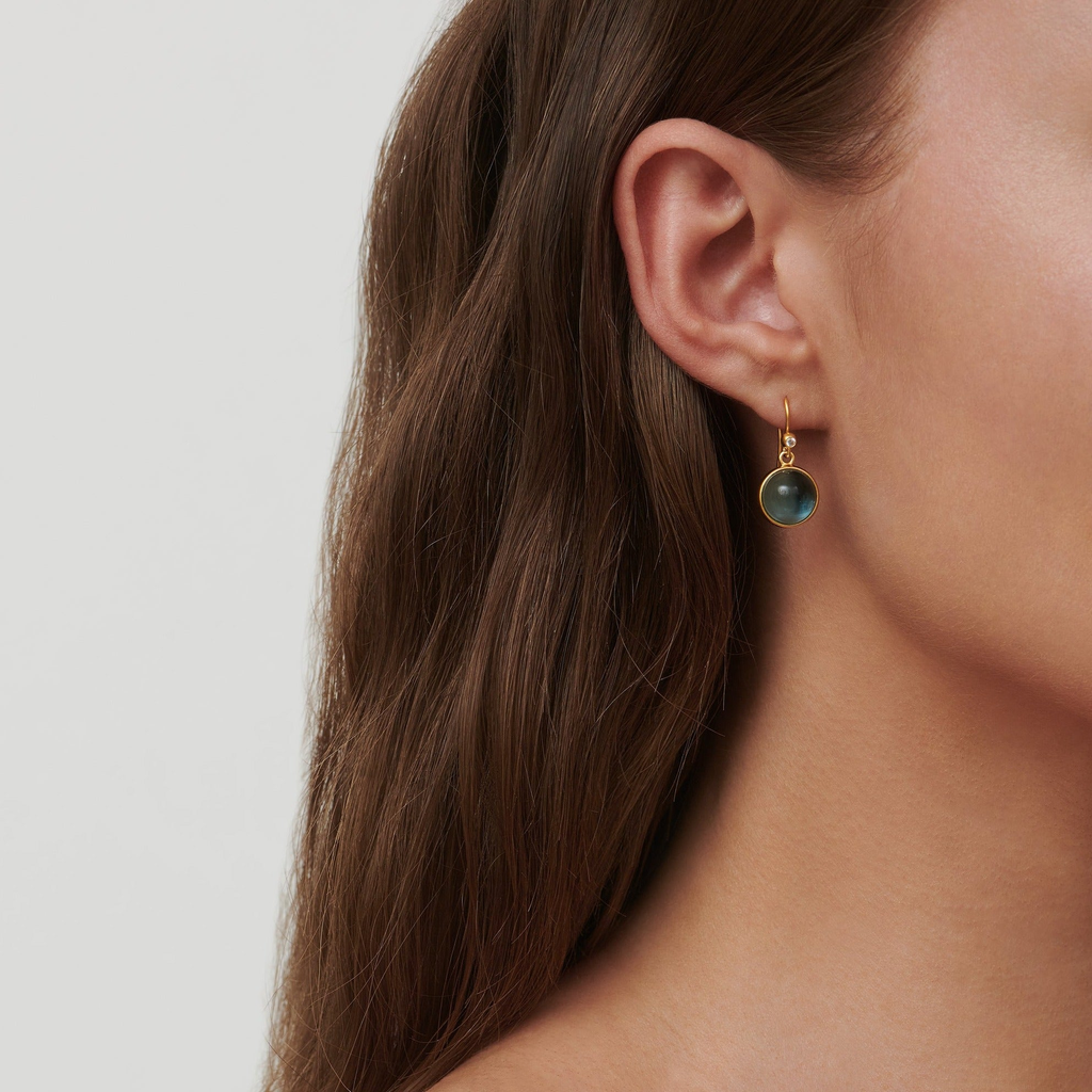 Prime Gold Plated Ohrringe w. Eisblau Kristall