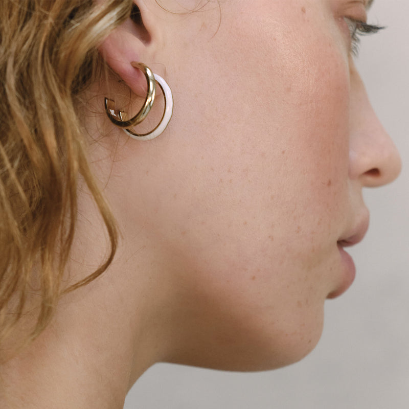 A. Iceberg 18K Gold Plated SM Hoops w. Jet Black Enamel