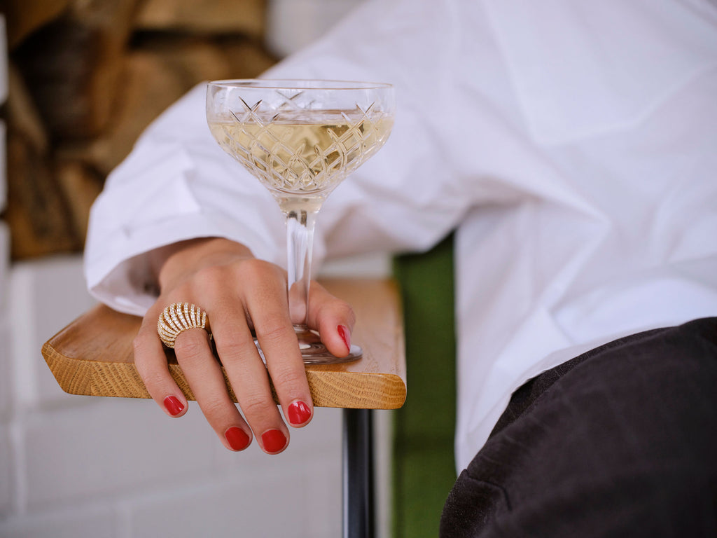 Ribbed VOID Ring 18K vergoldet mit Zirkon