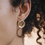 A. Sun Halo Aura 18K Gold Studs w. Lab-Grown Diamond Pavé