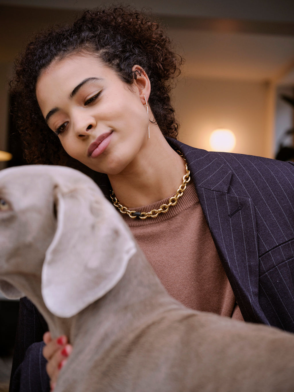 Chunky Link Forgyldt Halskæde m. Spinel