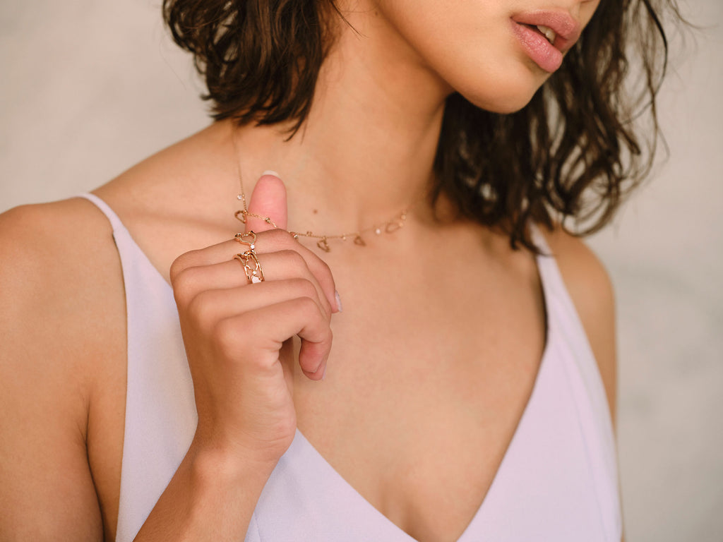 Allusia Love Enamel Band 18K Whitegold Ring w. Diamonds