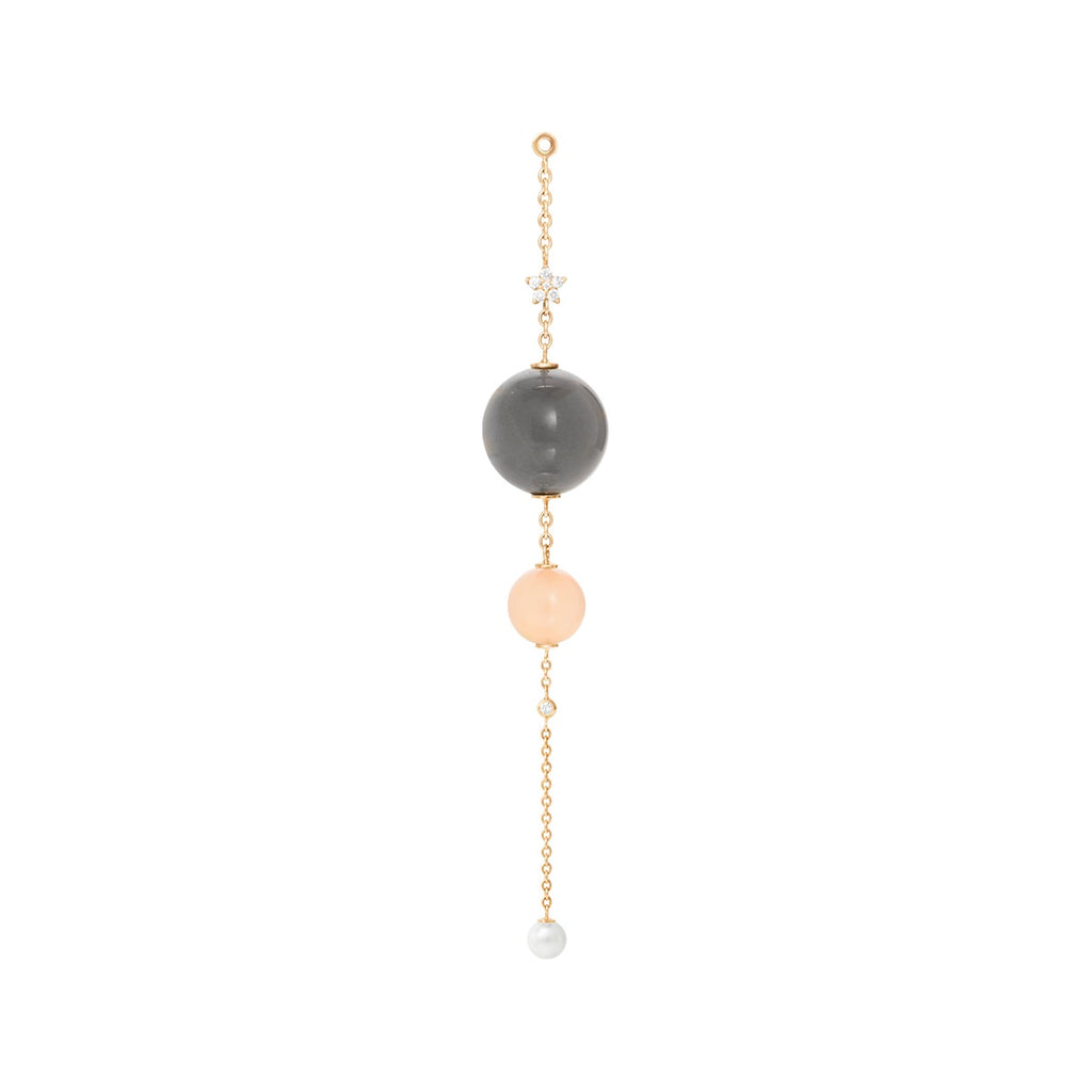 Magic Circus 18K Gold Earring-pendant w. Diamonds, Moonstone & Pearl