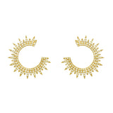 Moon Star Gold Plated Earrings w. Zirconia