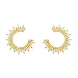 Moon Star Gold Plated Earrings w. Zirconia