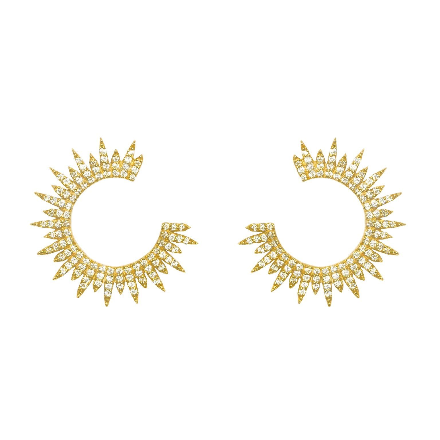 Moon Star Gold Plated Earrings w. Zirconia