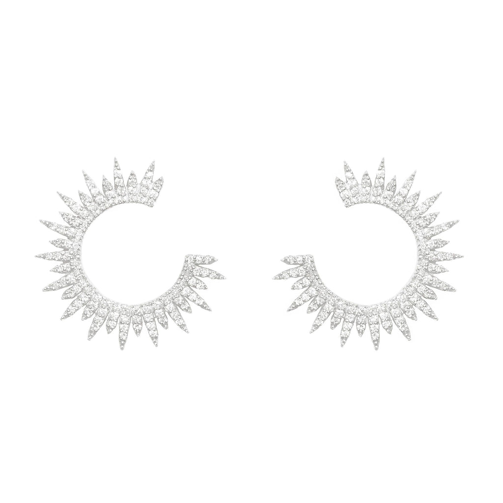 Moon Star Silver Earrings w. Zirconia