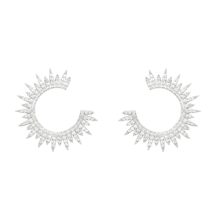 Moon Star Silver Earrings w. Zirconia