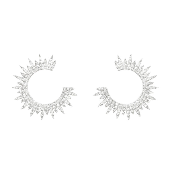 Moon Star Silver Earrings w. Zirconia