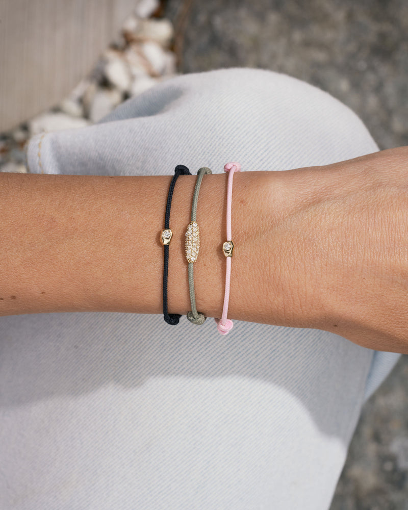 Stone Cord Sort 14k Guld Armbånd m. Lab-Grown Diamant