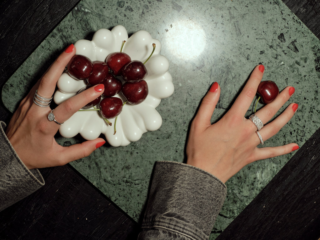 Dreireihiger Single Parallel Goldring aus 18K, Rosegold- oder Weißgold I Diamanten