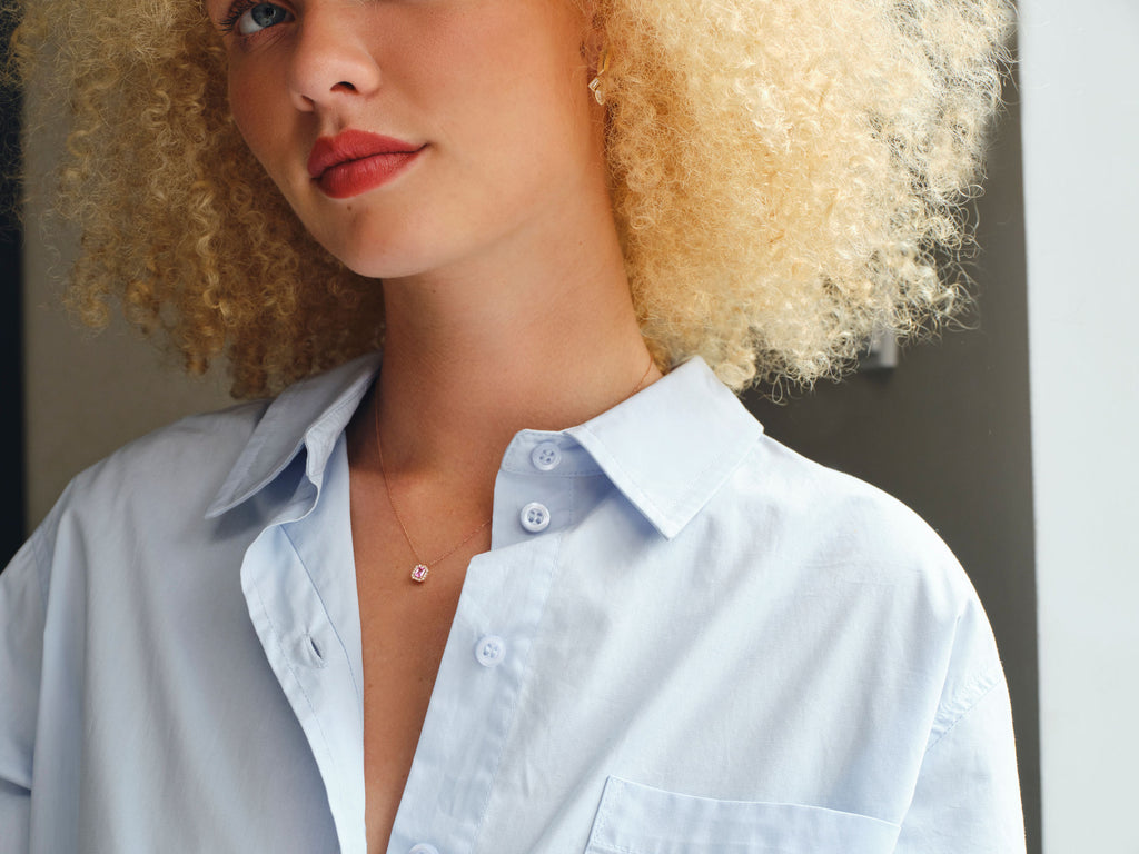 Candy 18K Rose Gold Necklace w. Diamonds & Pink Sapphire