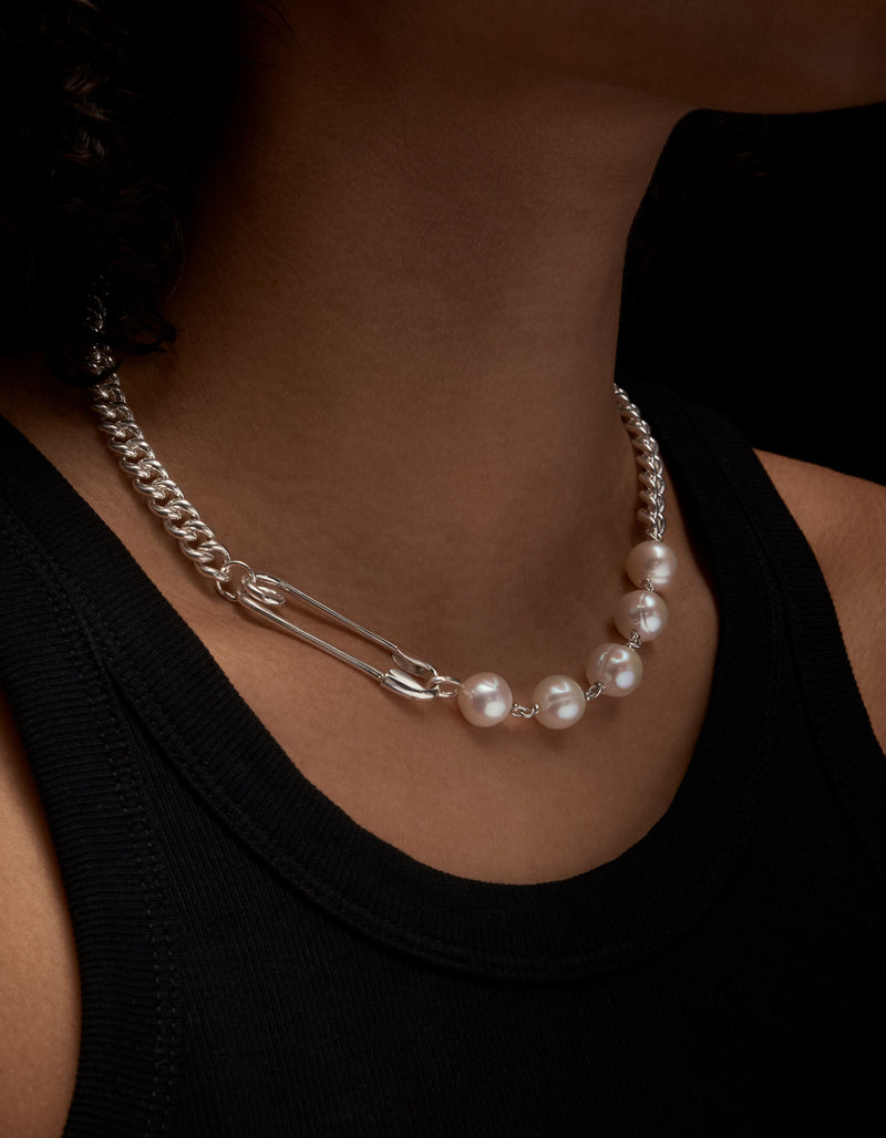 Rebel Silver Necklace w. Pearl