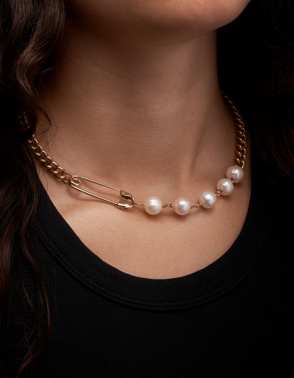 Rebel Gold Plated Necklace w. Pearl
