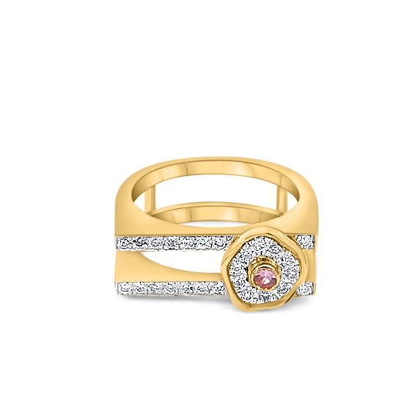 Desert Rose 18K Gold Ring w. Sapphire & Diamonds