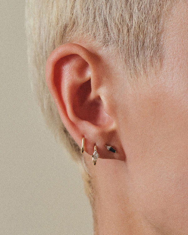 Diamond Date Trillion Clicker 14K Gold Hoop w. Diamonds