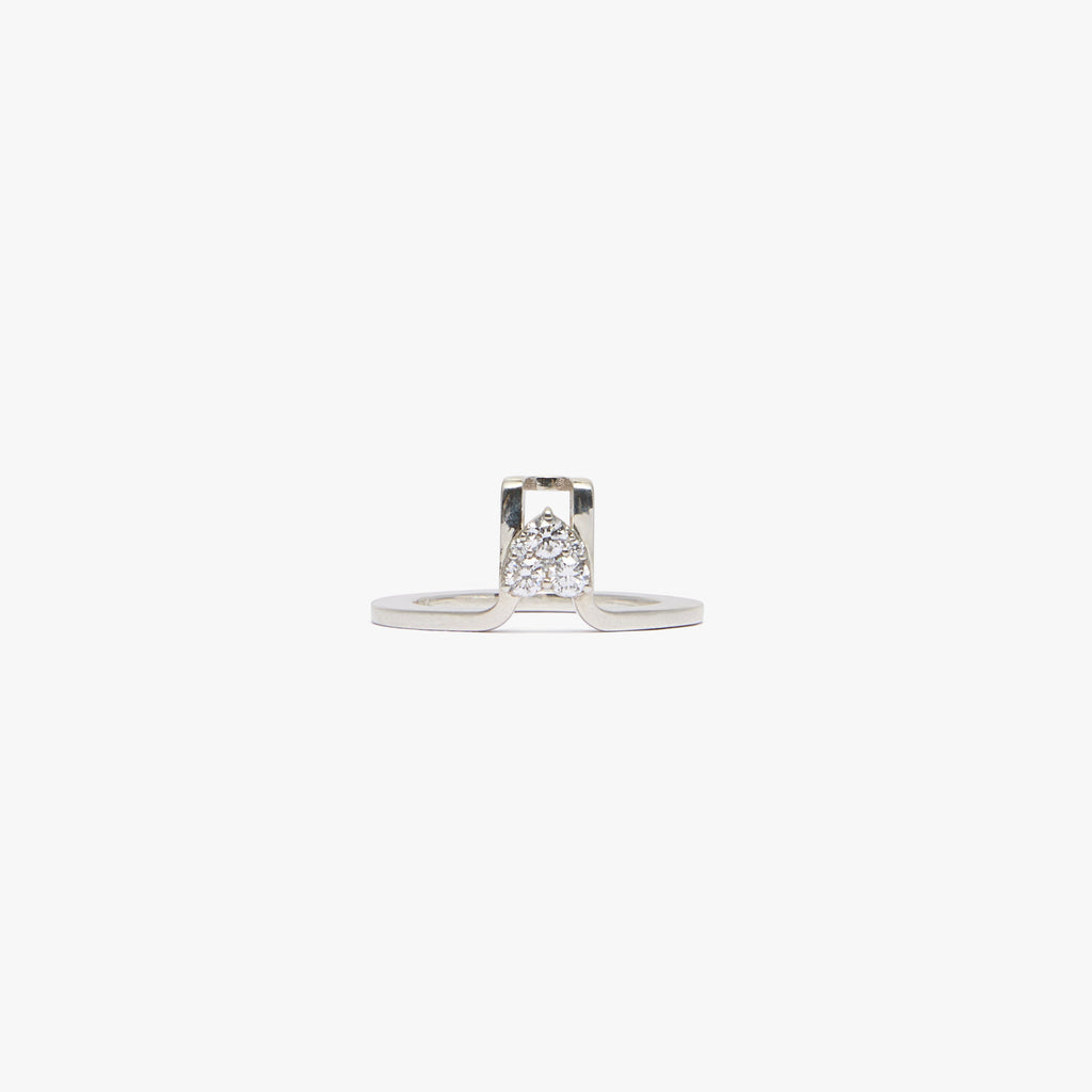 LIL Rhodium Plated Silver Heart Oura Cover Ring  w. Heart Lab-Grown Diamond