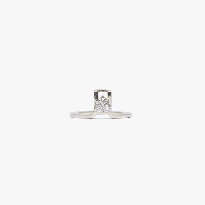 LIL Rhodium Plated Silver Heart Oura Cover Ring  w. Heart Lab-Grown Diamond
