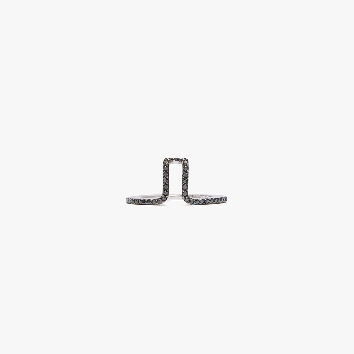 LIL 18K Hvidguld Pavé Oura Cover Ring m. Sorte Diamanter