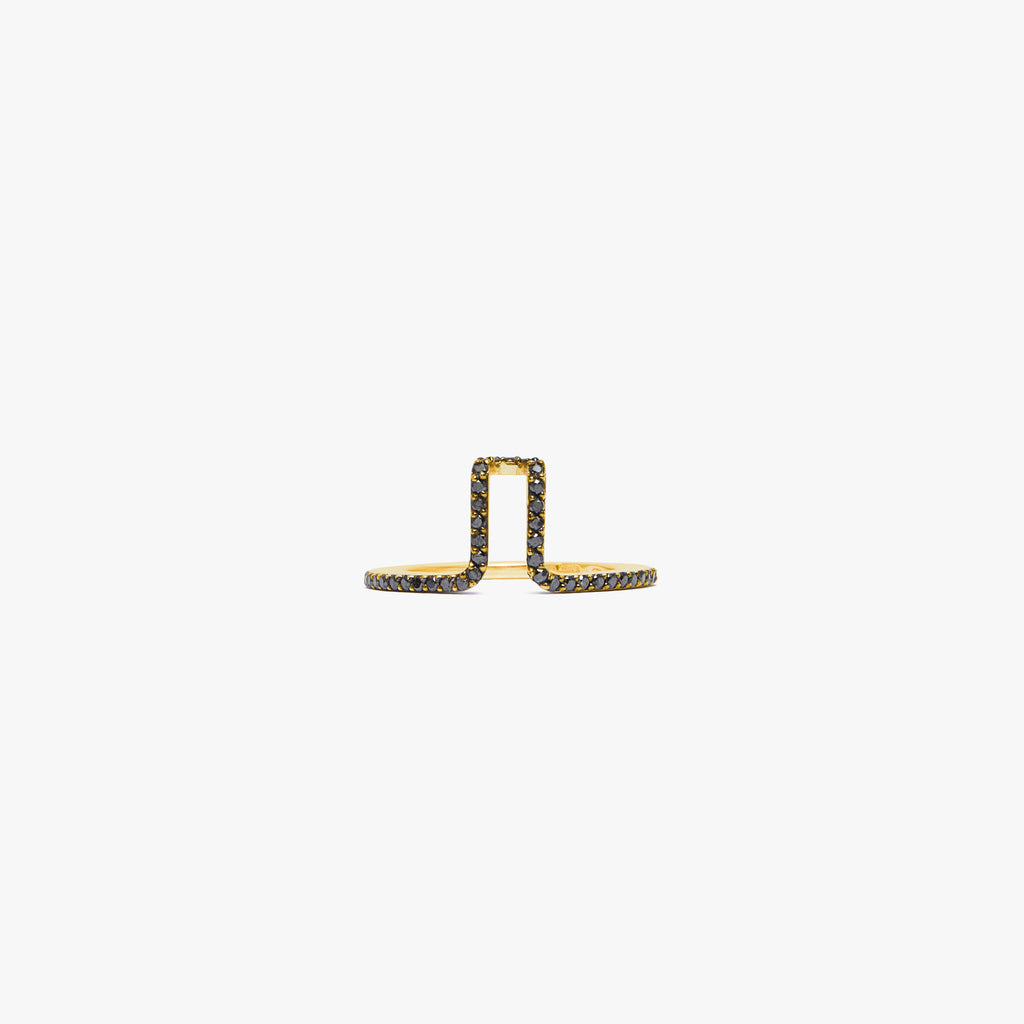 LIL 18K Gold Pavé Oura Cover Ring w. Black Diamonds