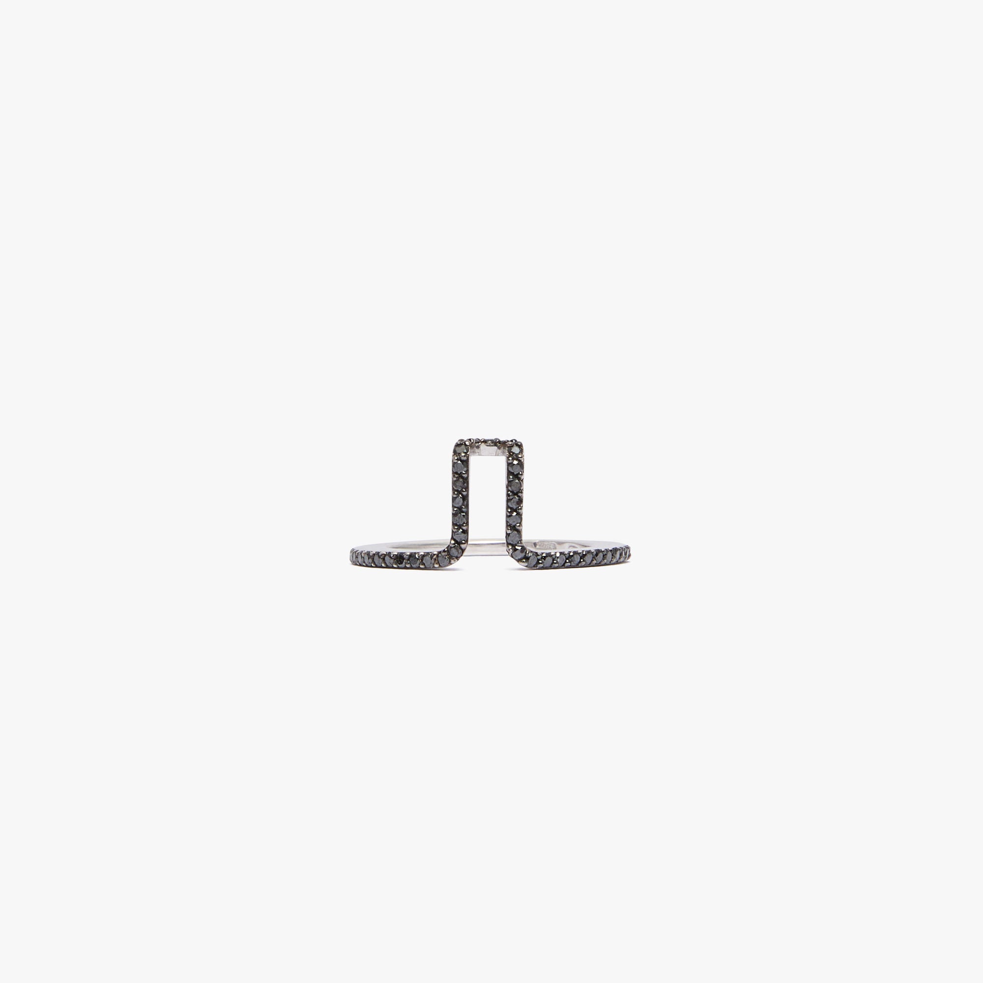 LIL Rhodiumbelagt Sølv Pavé Oura Cover Ring m. Sorte Diamanter