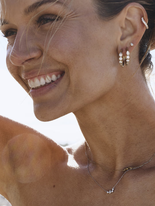 Poise Drop 14k Gold Stud w. Lab-Grown Diamonds