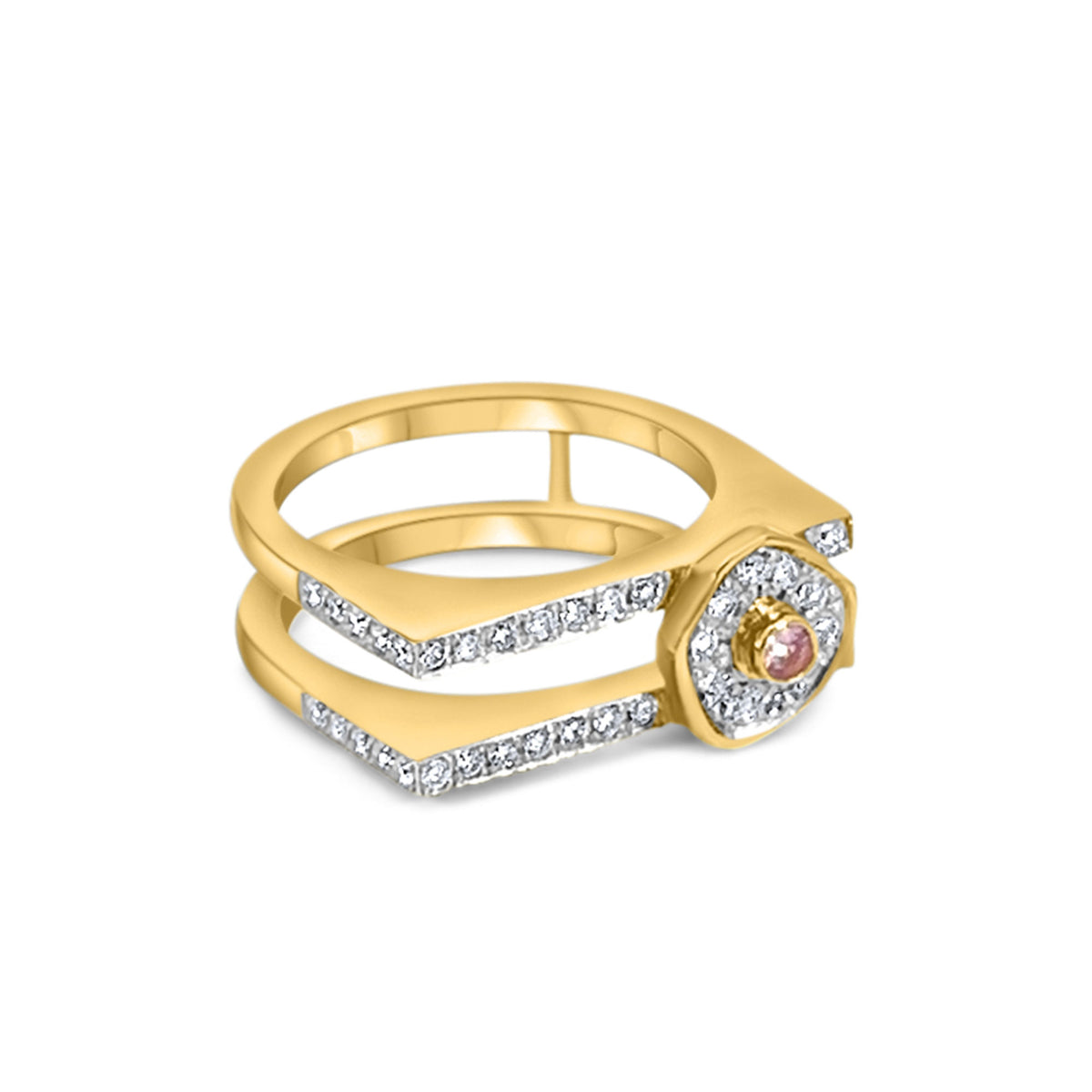 Desert Rose 18K Gold Ring w. Sapphire & Diamonds