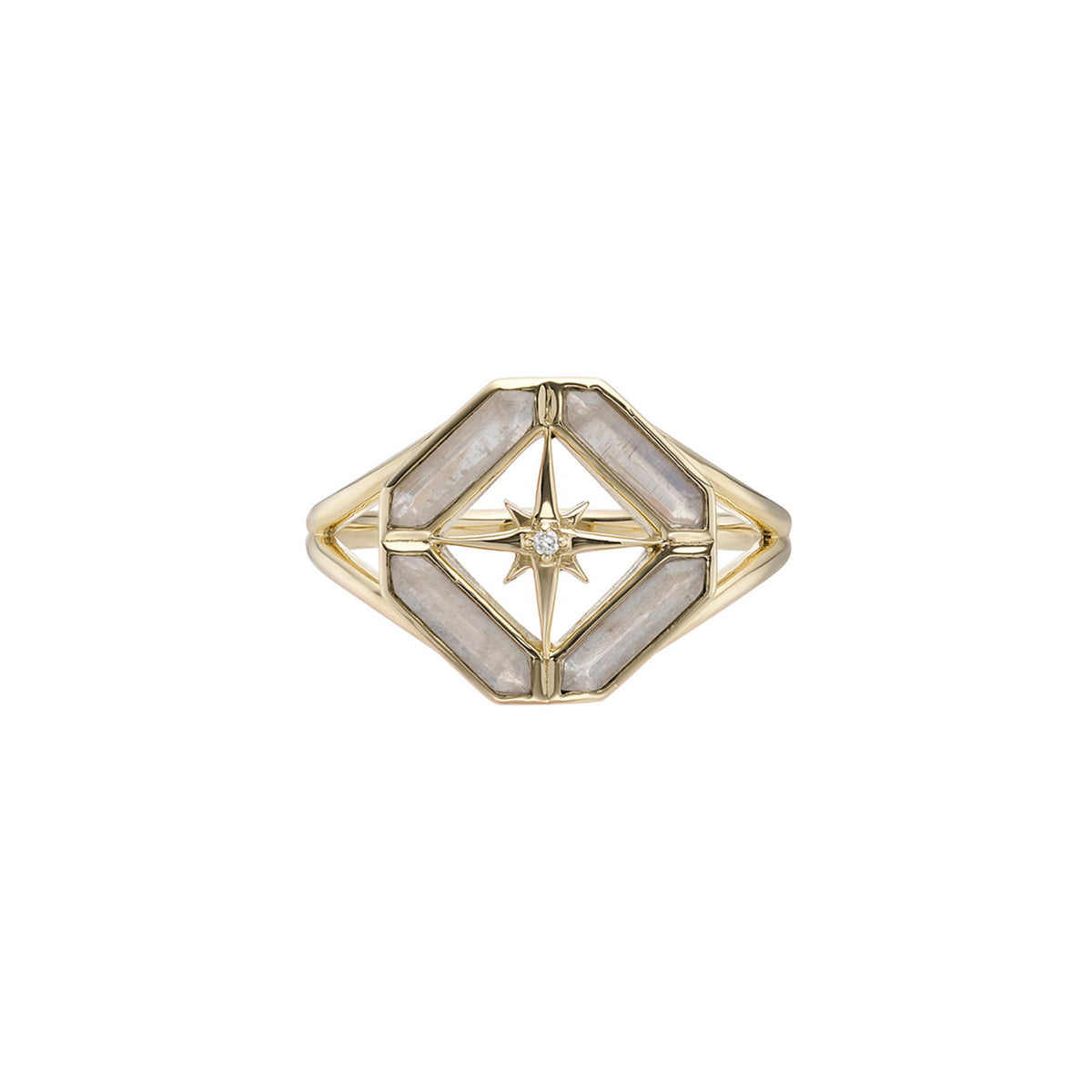 Moonstone Astra Journey 14K Gold Ring w. Moonstone & Diamonds