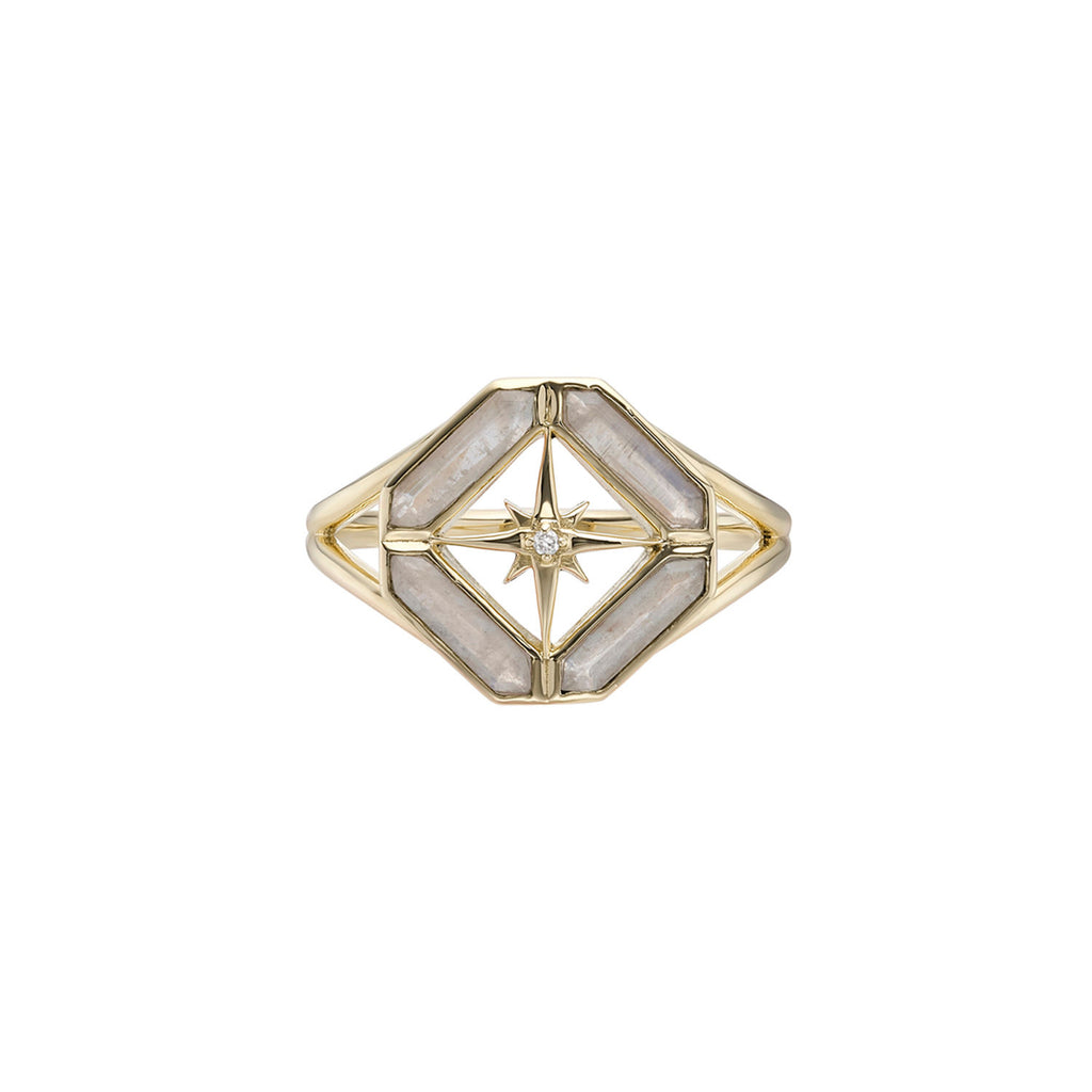 Moonstone Astra Journey 14K Gold Ring w. Moonstone & Diamonds