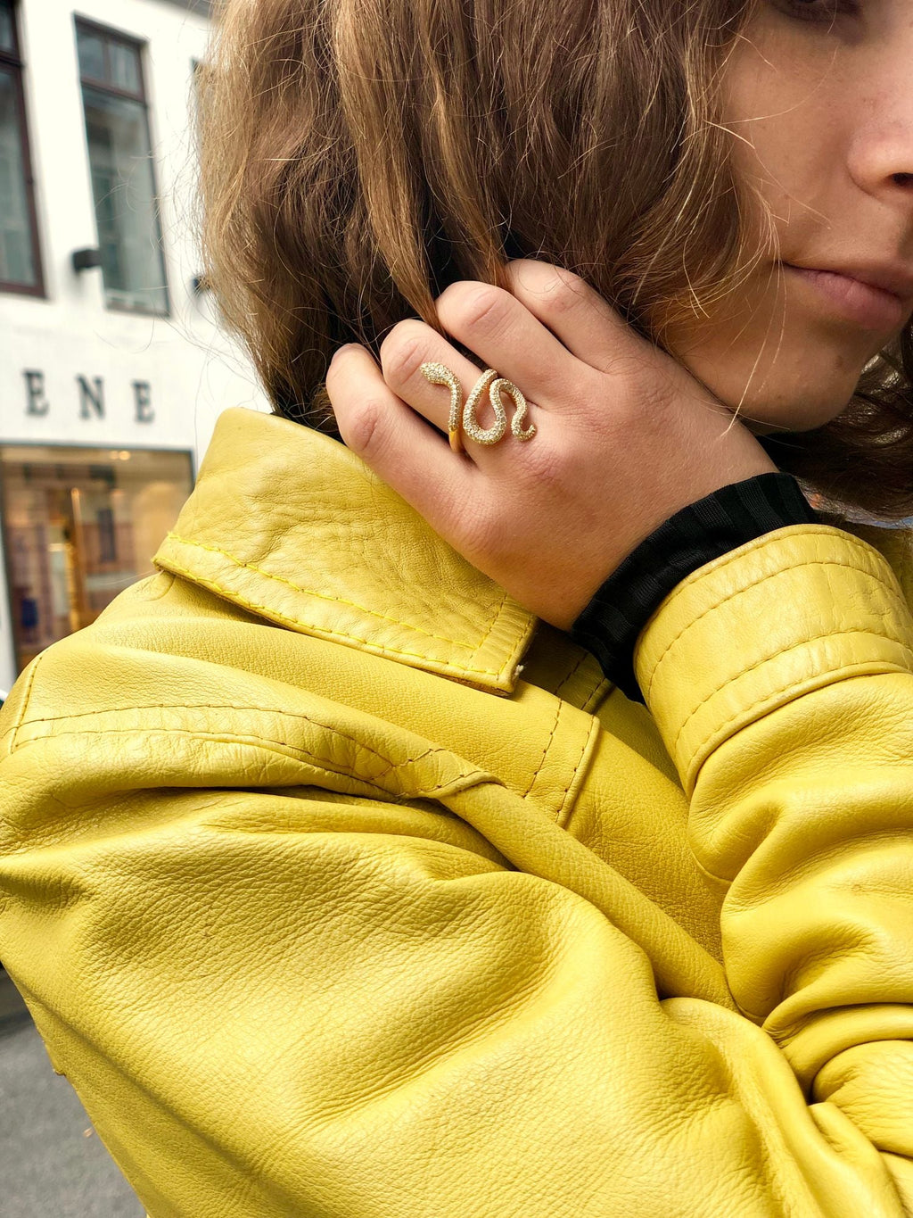 Medium Snakes Pavé 18K Gold Ring w. Diamonds