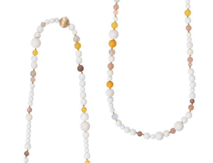 Bead collier bone/amber mixed Colors