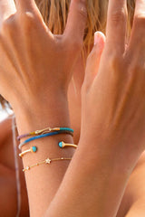 Nature 18K Gold Bangle w. Turquoise