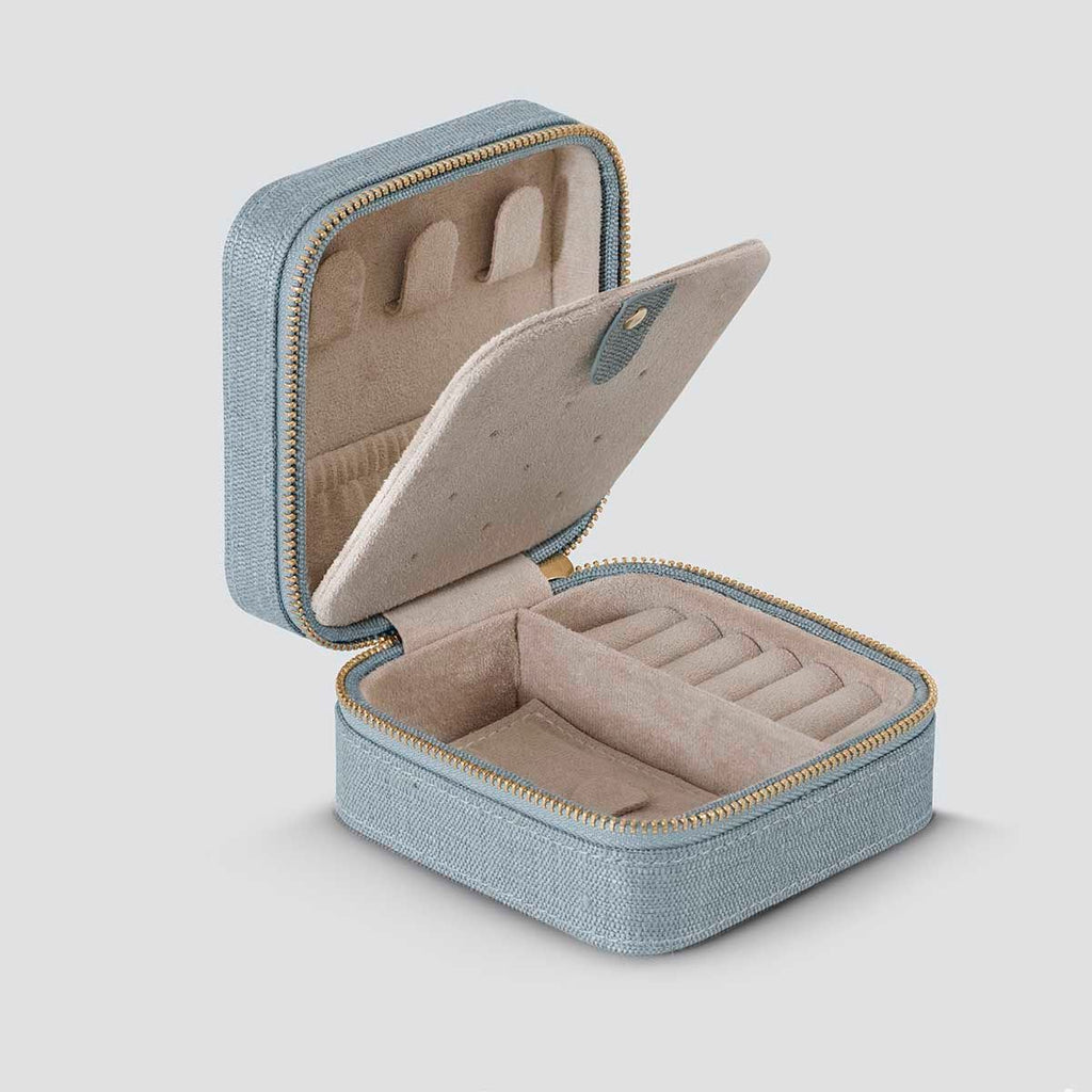 Raw Silk Blue Jewellery box