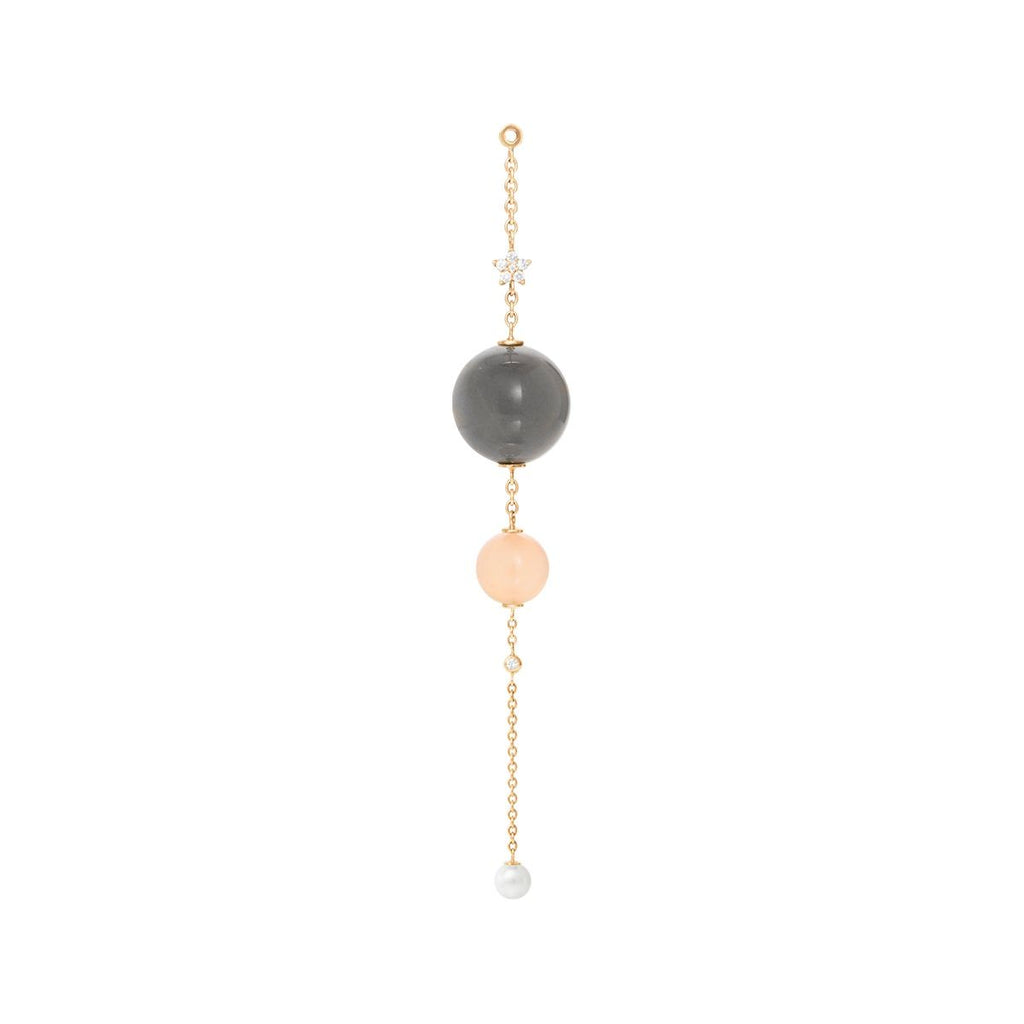 Magic Circus 18K Gold Earring-pendant w. Diamonds, Moonstone & Pearl
