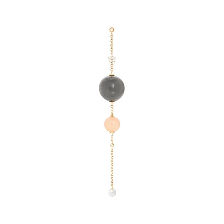 Magic Circus 18K Gold Earring-pendant w. Diamonds, Moonstone & Pearl