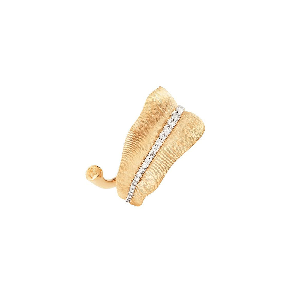 Medium Leaves 18K Gold Ring w. Diamonds