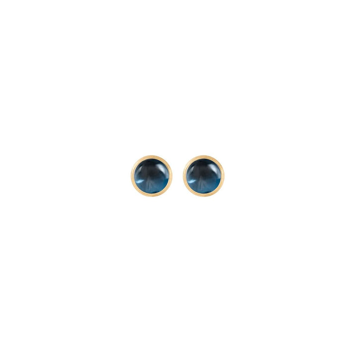 Lotus 18K Gold Studs w. Topaz
