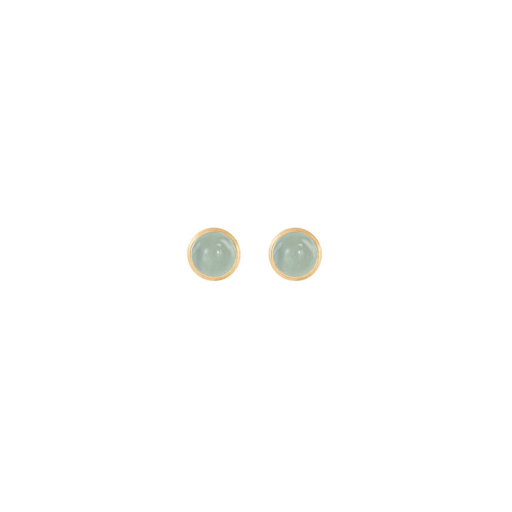 Lotus 18K Gold Studs w. Aquamarine