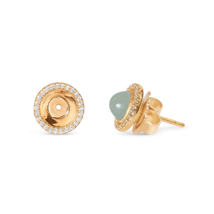 Lotus 18K Gold Stud-pendants w. Diamonds