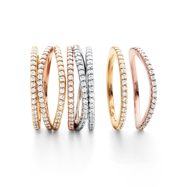 Love Bands Curved 18K Whitegold Ring w. Diamonds