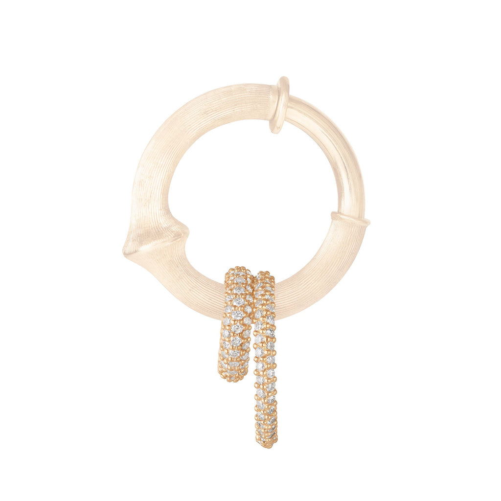 Small Nature 18K Gold Earring-pendant w. Diamonds