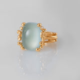 BoHo Medium 18K Gold Ring w. Diamonds & Aquamarine