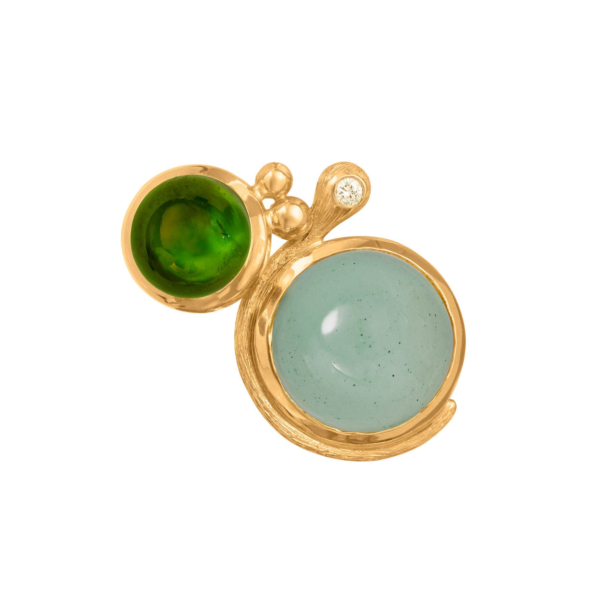 Lotus 18K goldene Ohrstecker I Aquamarin, Turmalin & Diamant