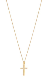 Cross Pavé 18K Gold Pendant w. Diamonds