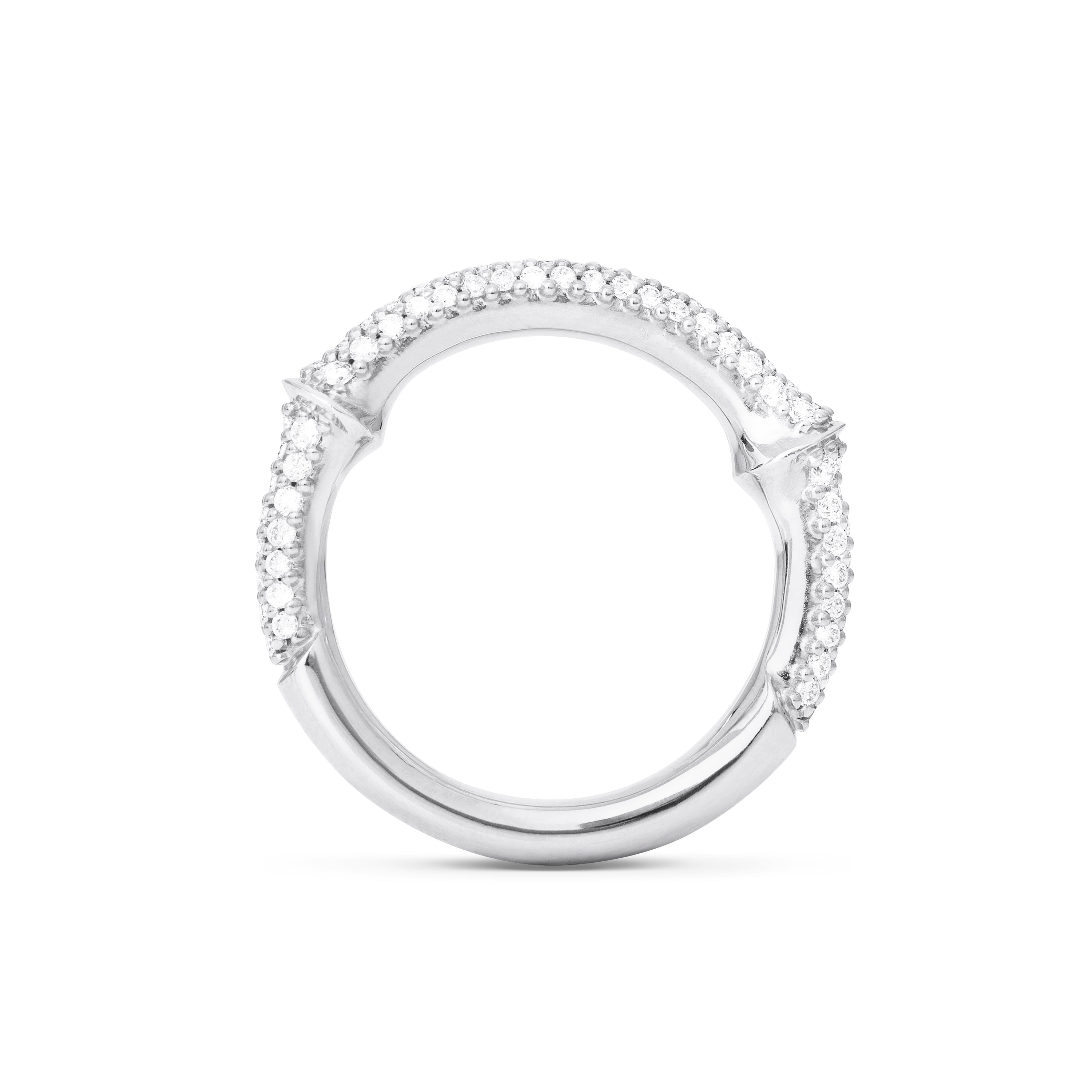 Nature Half Pavé 18K Whitegold Ring w. Diamonds