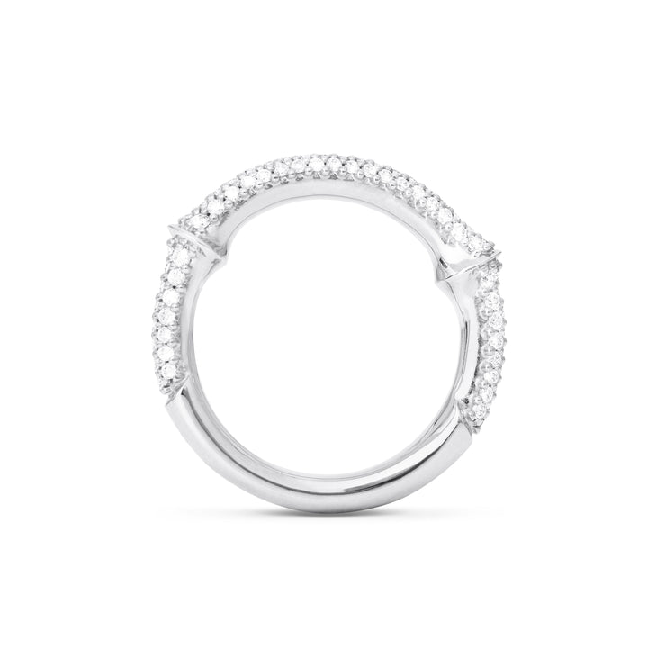 Nature Half Pavé 18K Whitegold Ring w. Diamonds